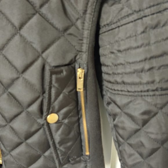 NWOT So Cool! Quilted Moto Style Puffer Jacket Elastic Side Panels - Picture 5 of 9